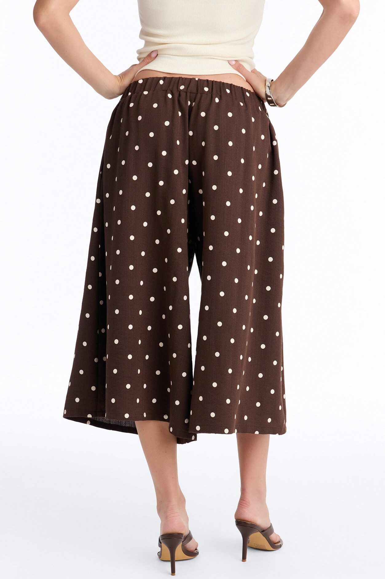 Lizzie Wide Leg Low Rise Drawstring Culotte - Chocolate
