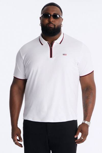 Americana Heartland Quarter Zip Polo - White/combo