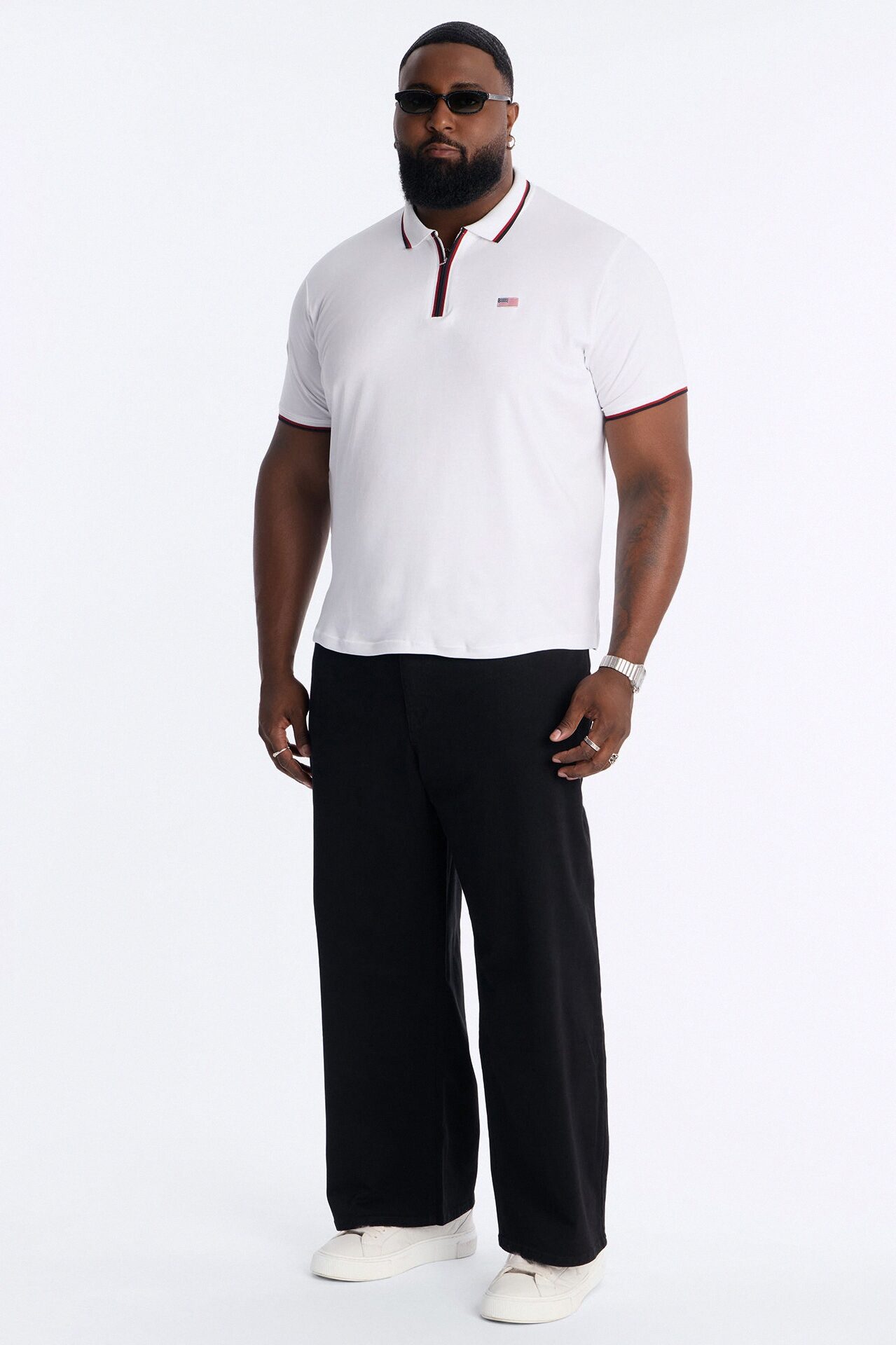 Americana Heartland Quarter Zip Polo - White/combo