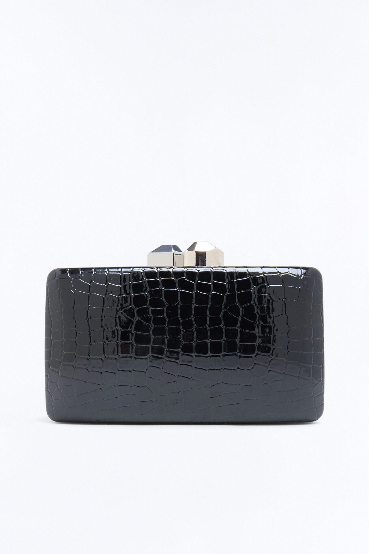 Late In The Night Faux Leather Clutch - Black