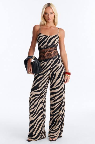 Amaya Lace Trim Backless Jumpsuit - Black/combo