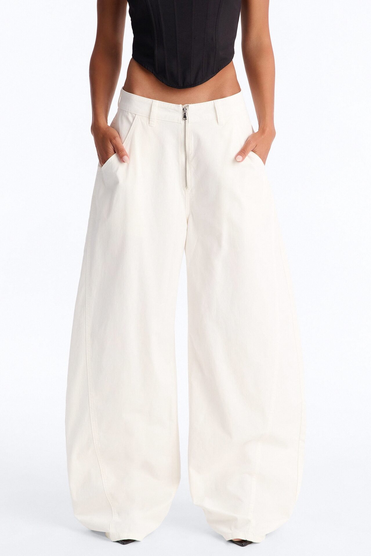 Chloe Barrel Leg Pant - Ivory