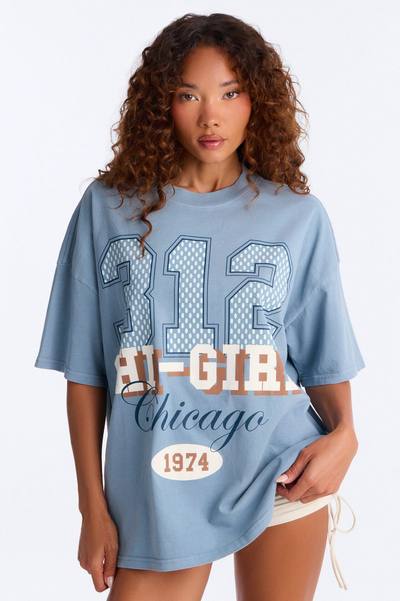 Chi-Girl 312' Washed T-Shirt - Light Blue