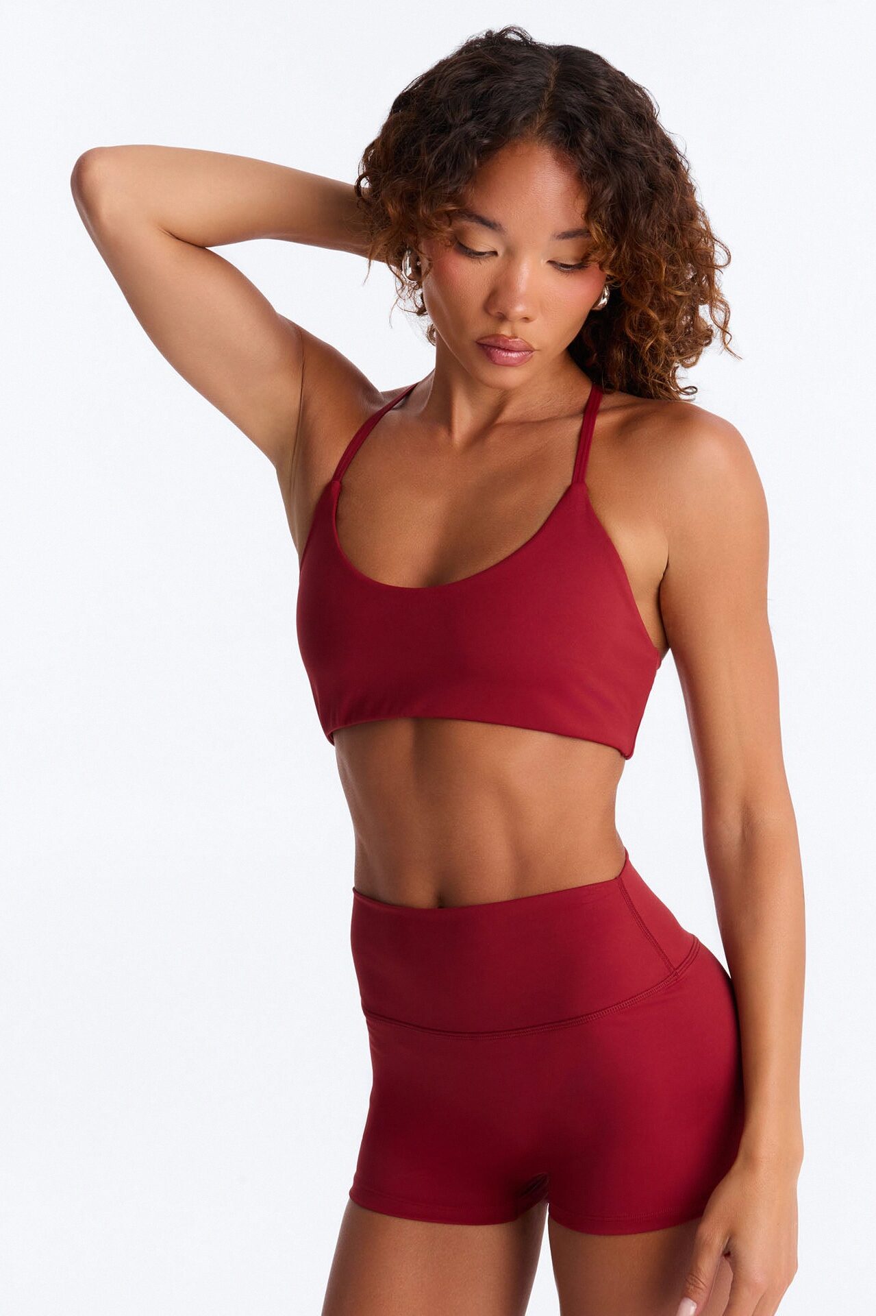 Adalynn Active Biker Short Set - Burgundy