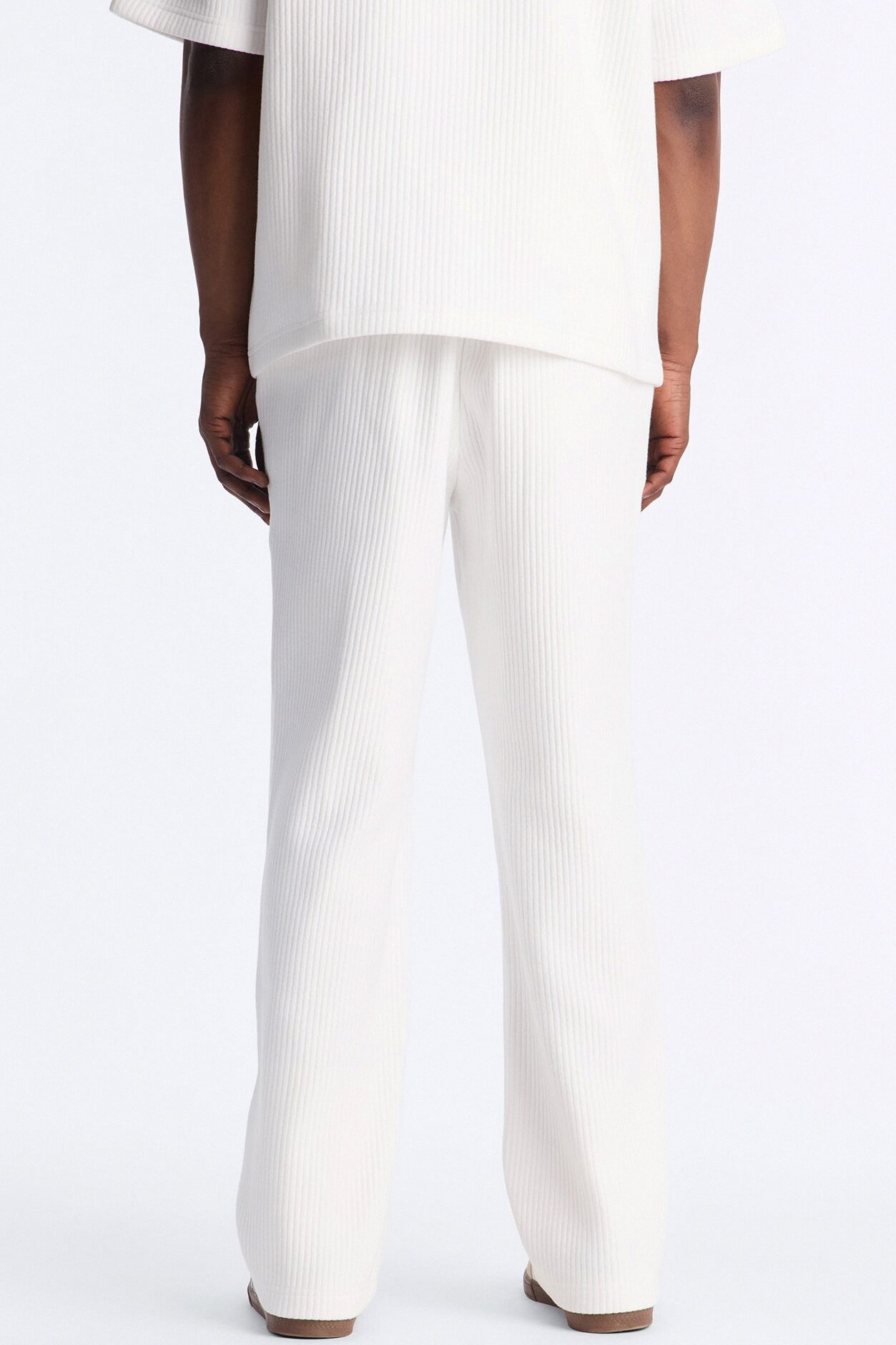 Textured Fleece Straight Leg Pant - Cream