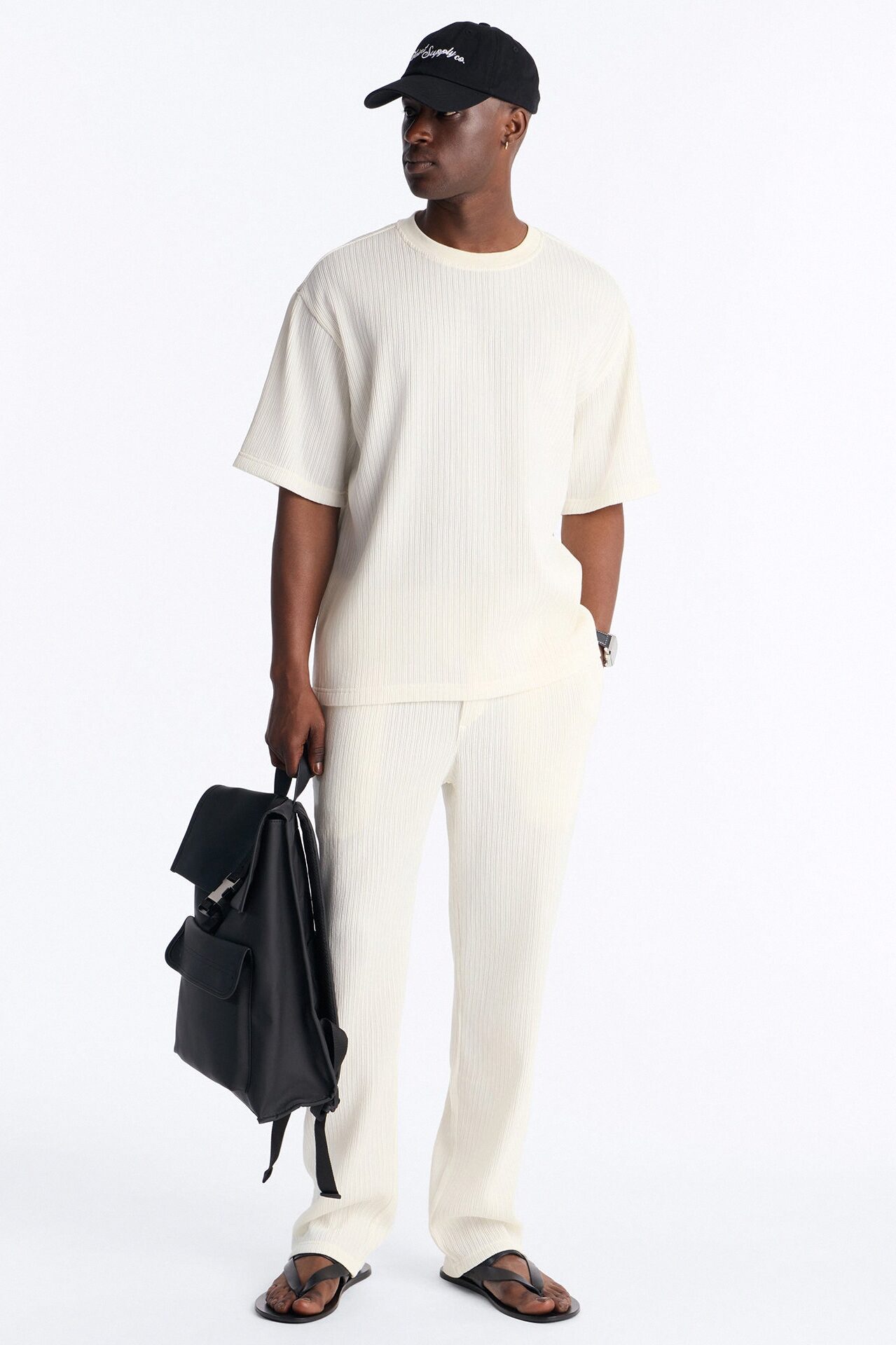 Pure Form Plisse Tee - Cream