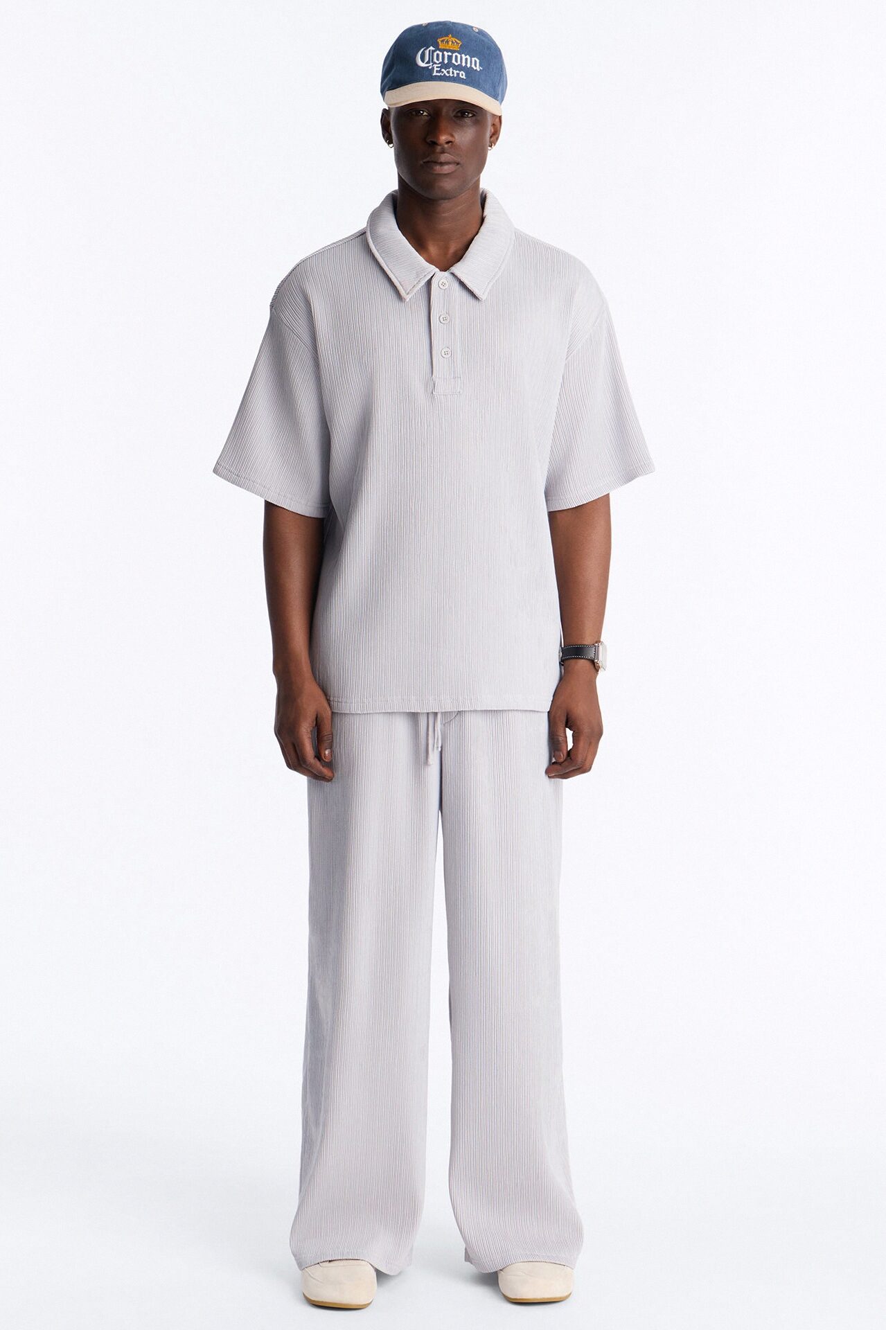 Pure Form Plisse Baggy Pant - Grey