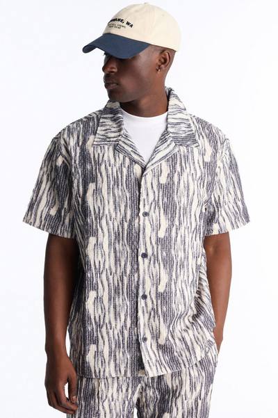Starry Night Cuban Collar Button Up Shirt - Blue/combo