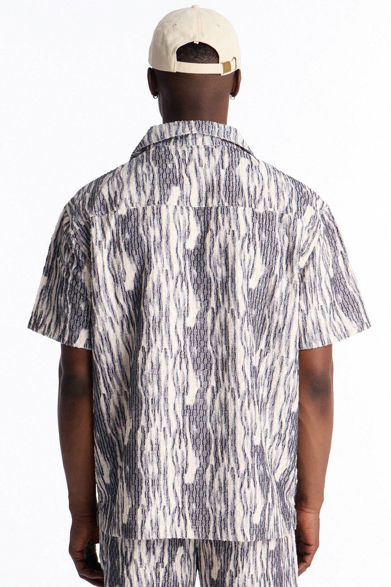 Starry Night Cuban Collar Button Up Shirt - Blue/combo