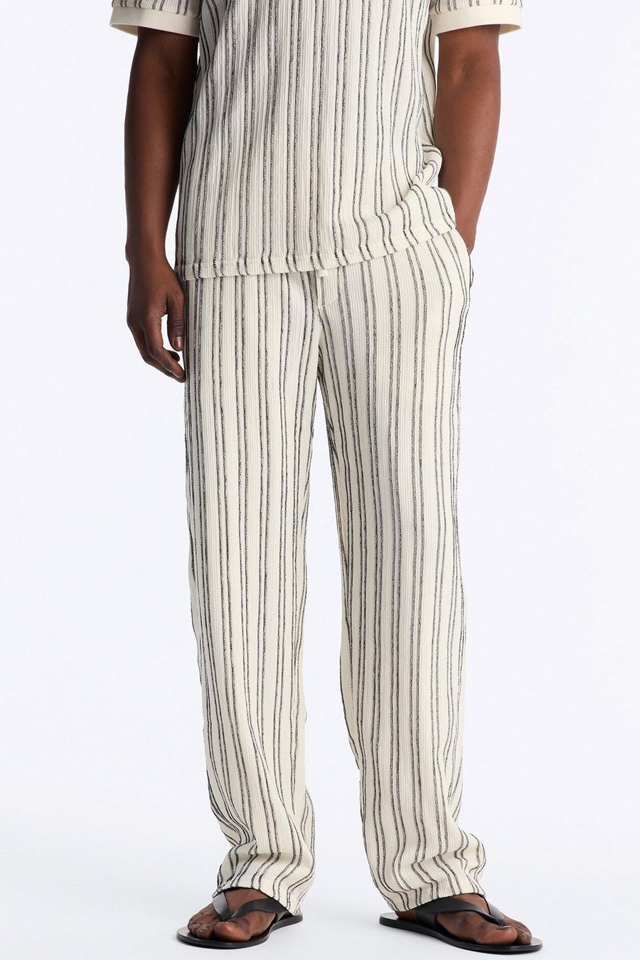 Etched Stripe Relaxed Pant - Cream