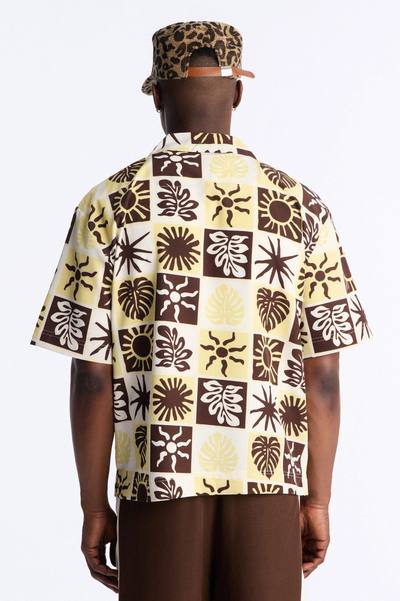 Solar Foliage Checkered Cuban Collar Shirt - Brown