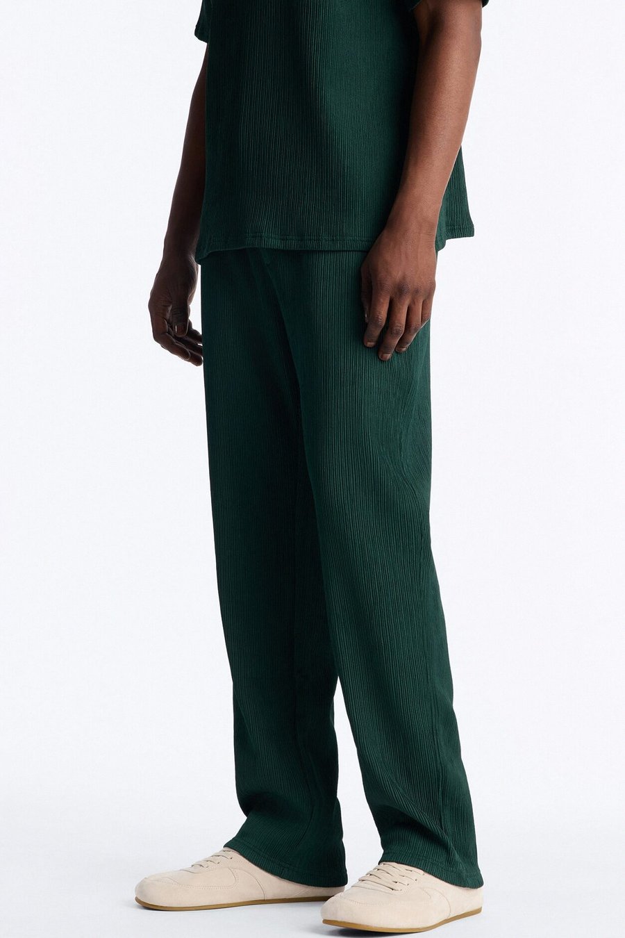 Pure Form Plisse Straight Leg Pant - Green