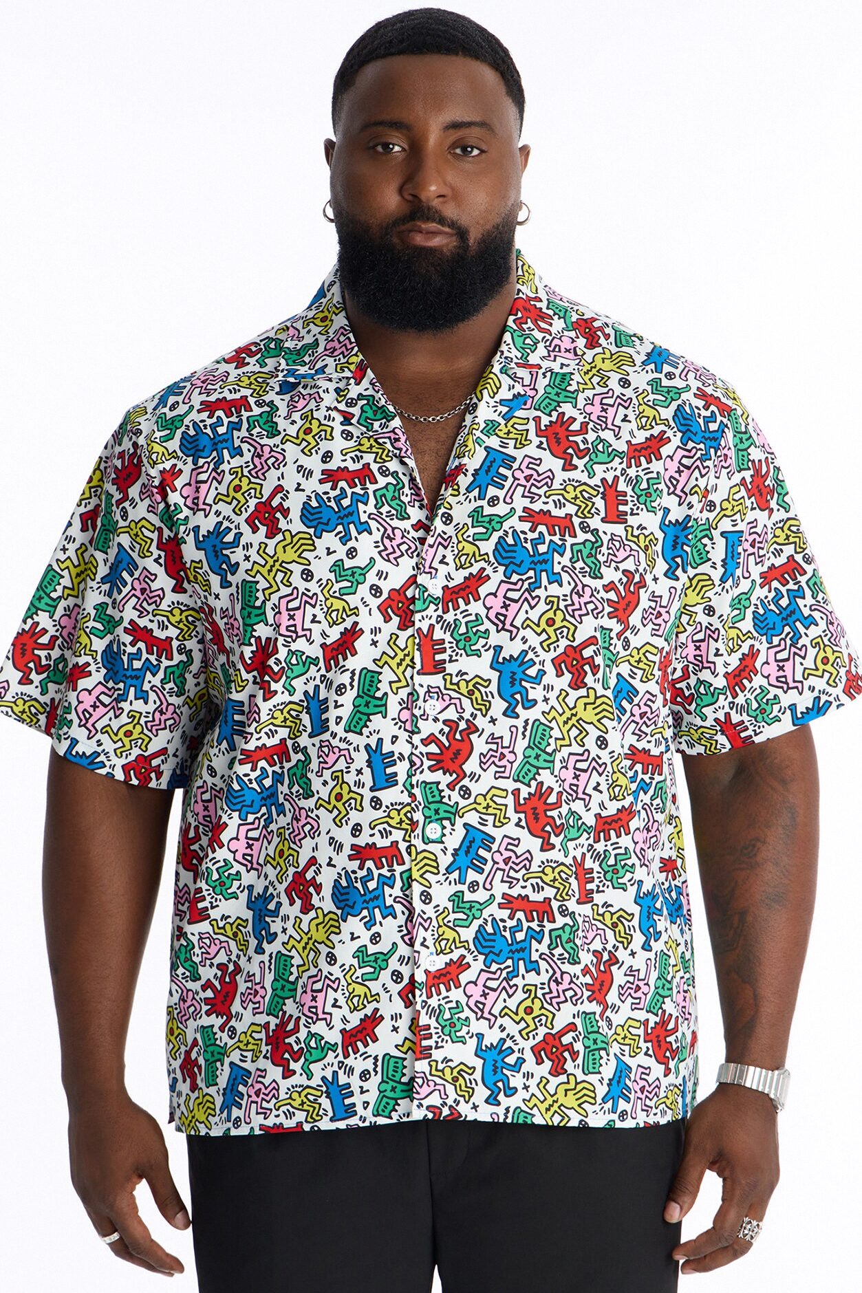 Keith Haring Drip Button Up Shirt - Multi Color