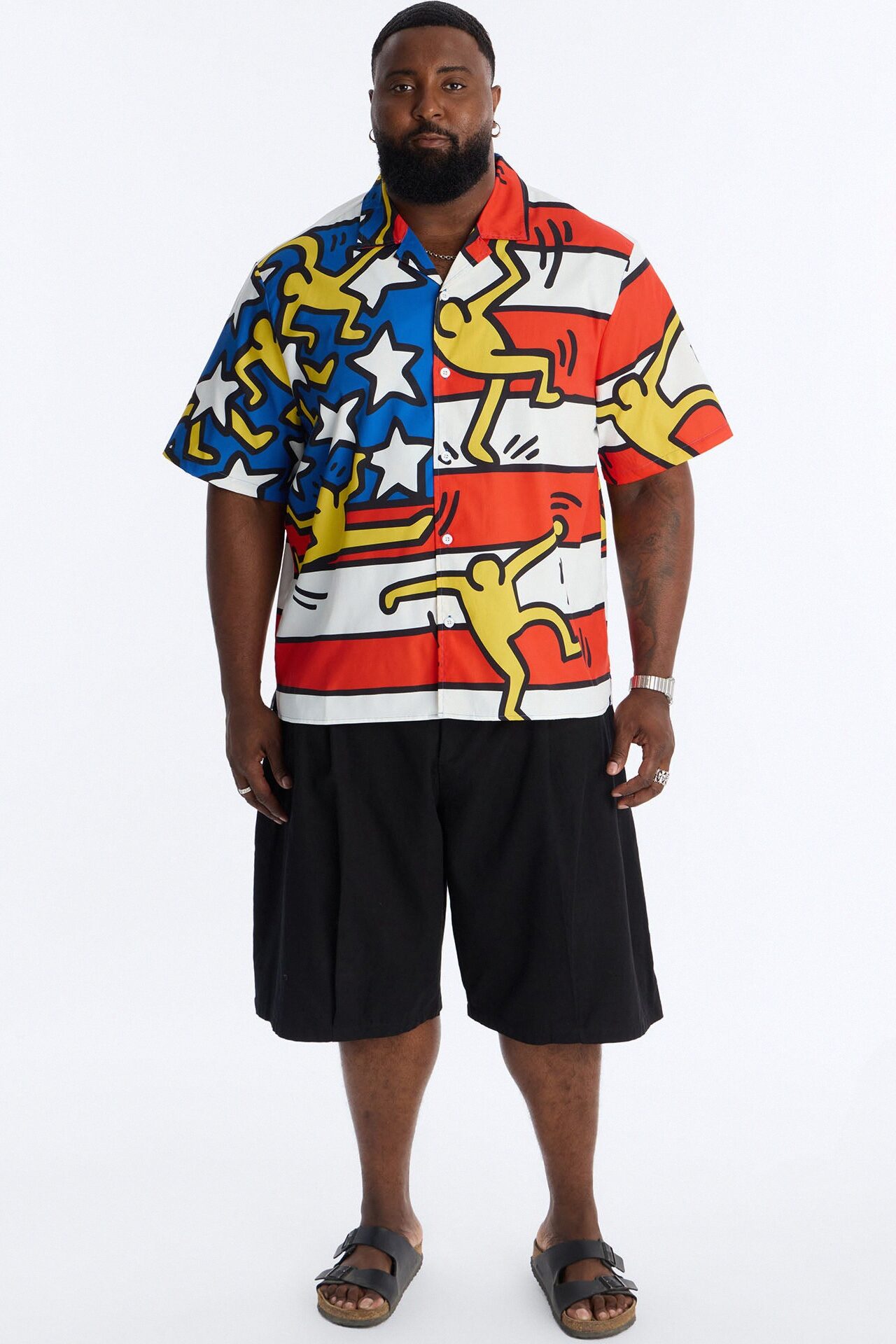 Keith Haring Freedom Button Up Shirt - Multi Color
