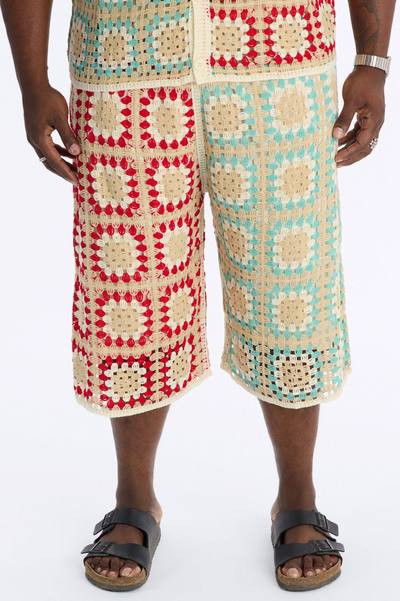 La Playa Crochet Cross Stitch Short - Multi Color