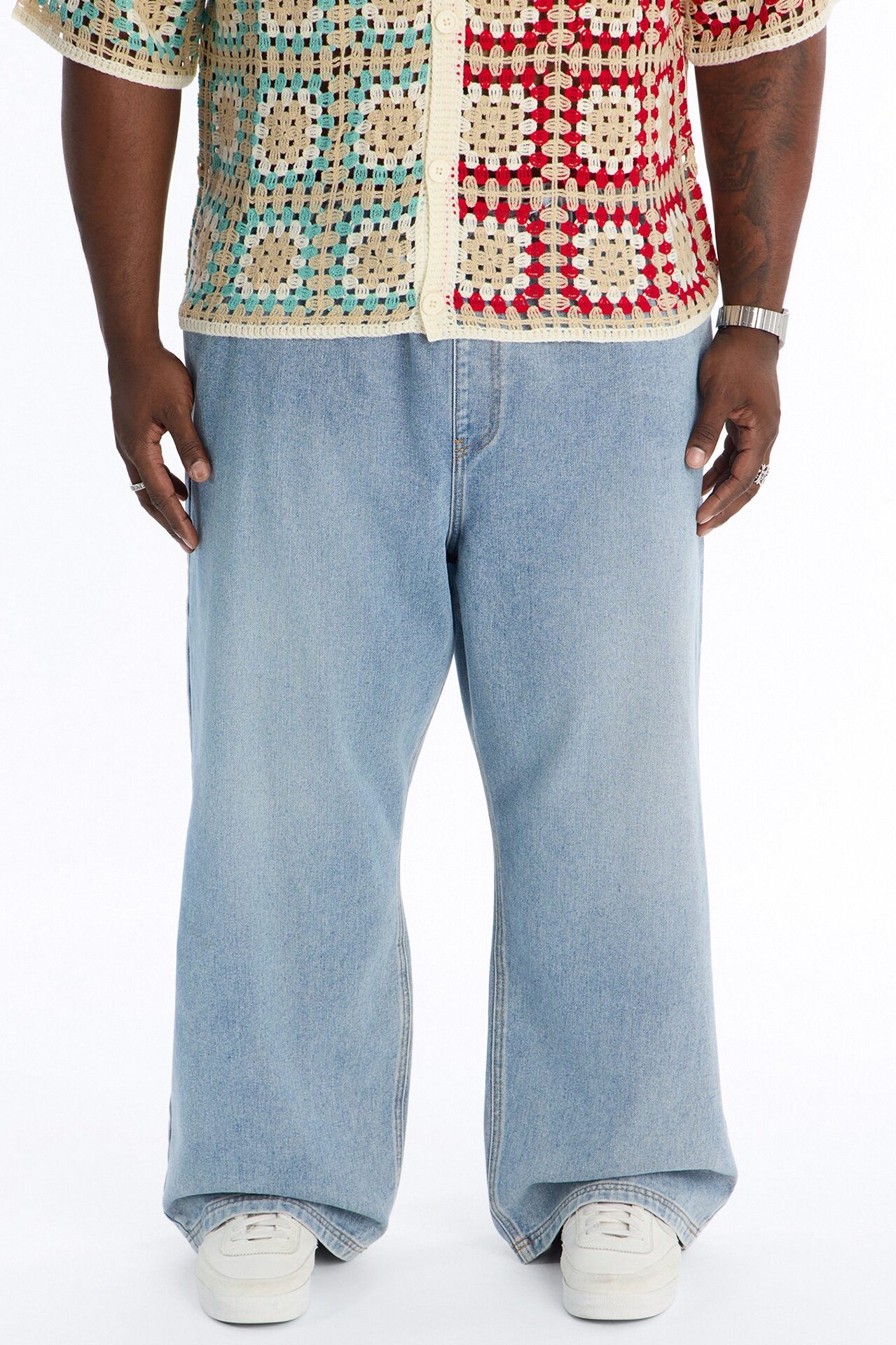 The All Day Flex Waist Baggy Jean - Medium Blue Wash