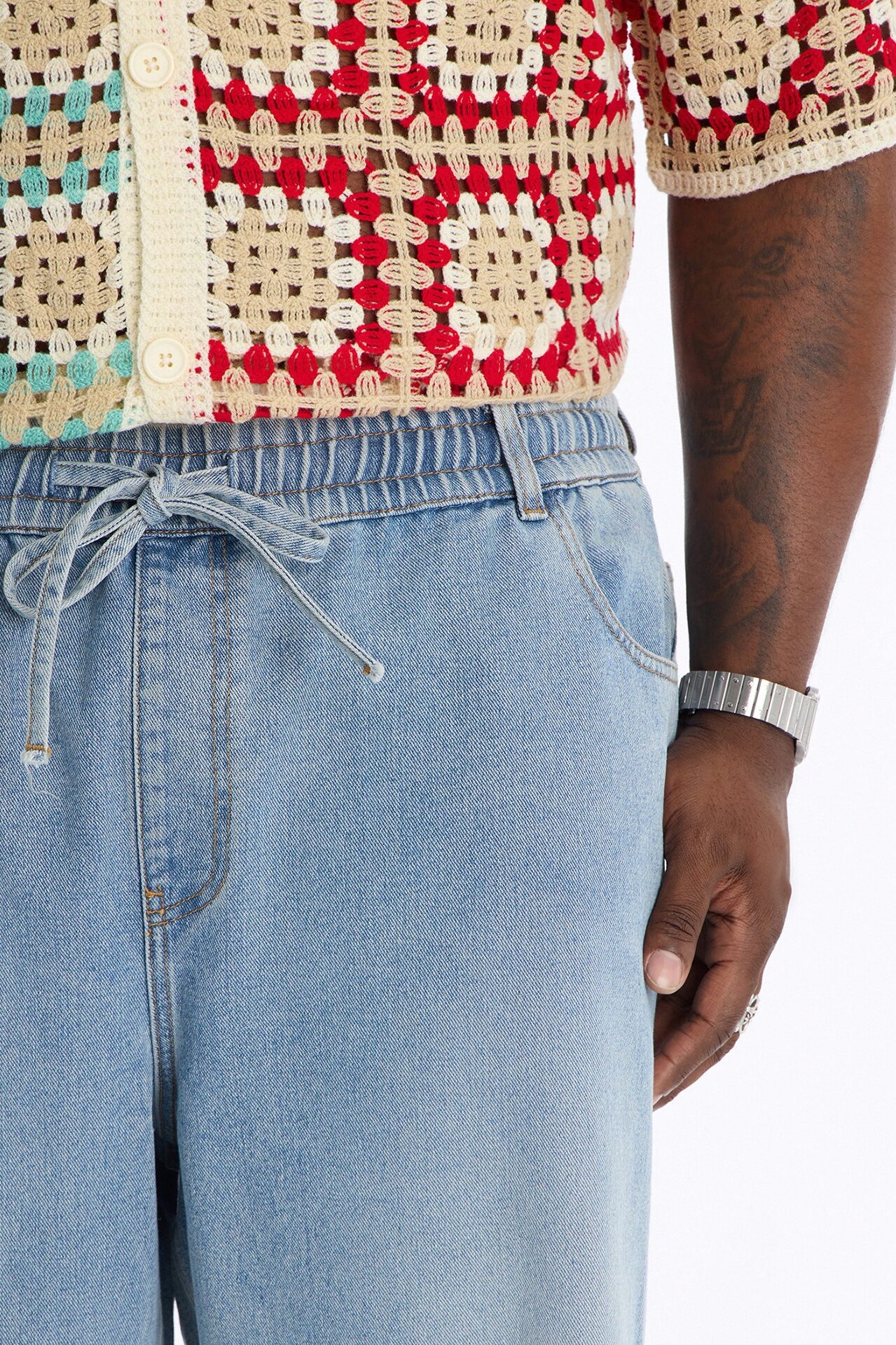The All Day Flex Waist Baggy Jean - Medium Blue Wash
