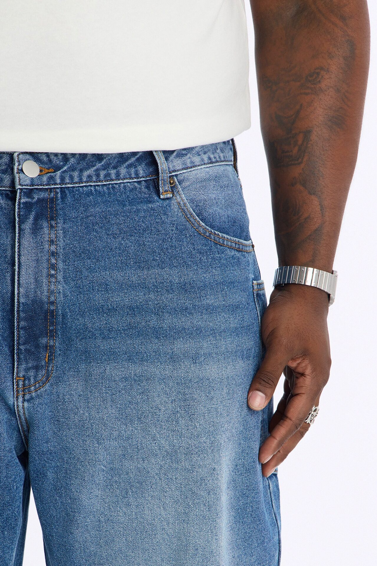 The Staple Offset Pocket Baggy Jean - Medium Wash