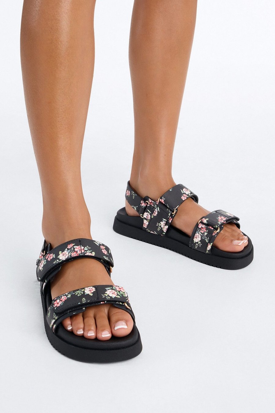 Meadow Floral Sandals - Black