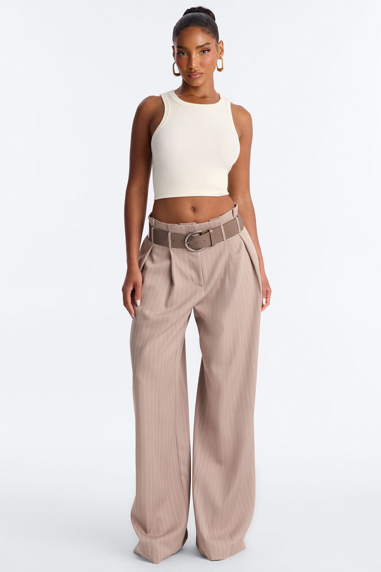 Tall Sealed and Delivered Belted Wide Leg Trouser - Caffe