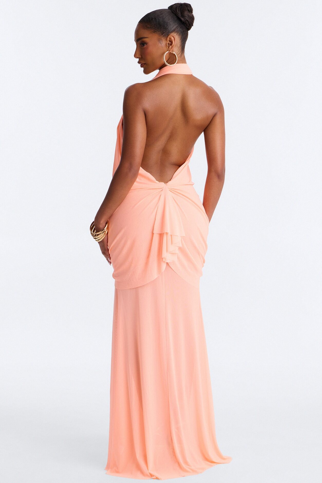 Gone Coastal Mesh Maxi Dress - Neon Coral