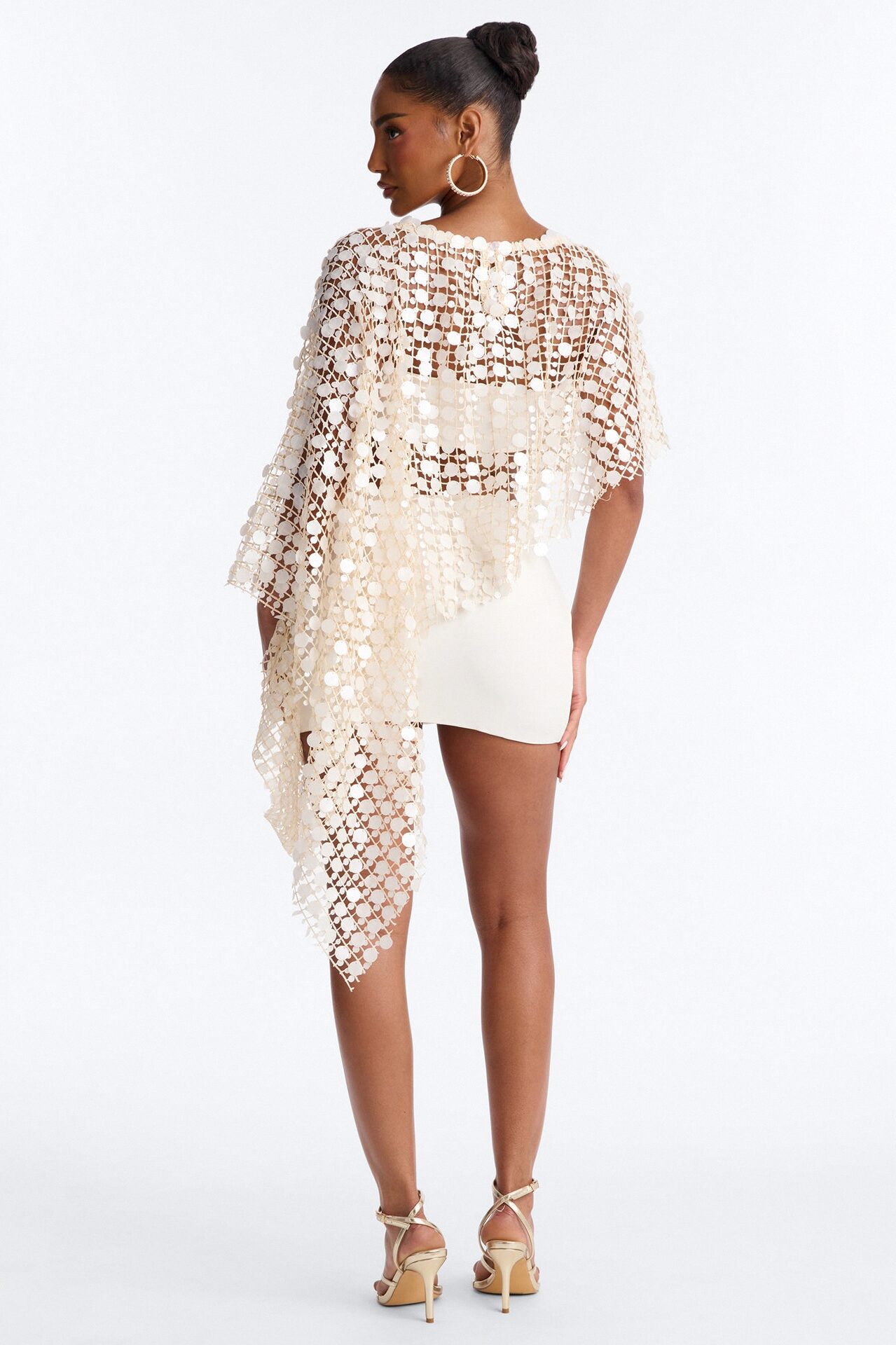 My Moment Embellished Poncho 3 Piece Skirt Set - Cream