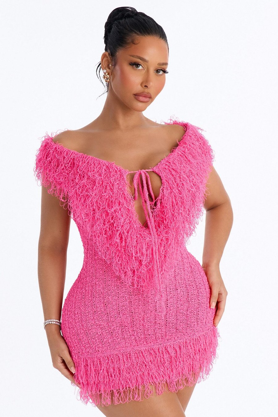 Nina Deep Cowl Sweater Mini Dress - Pink