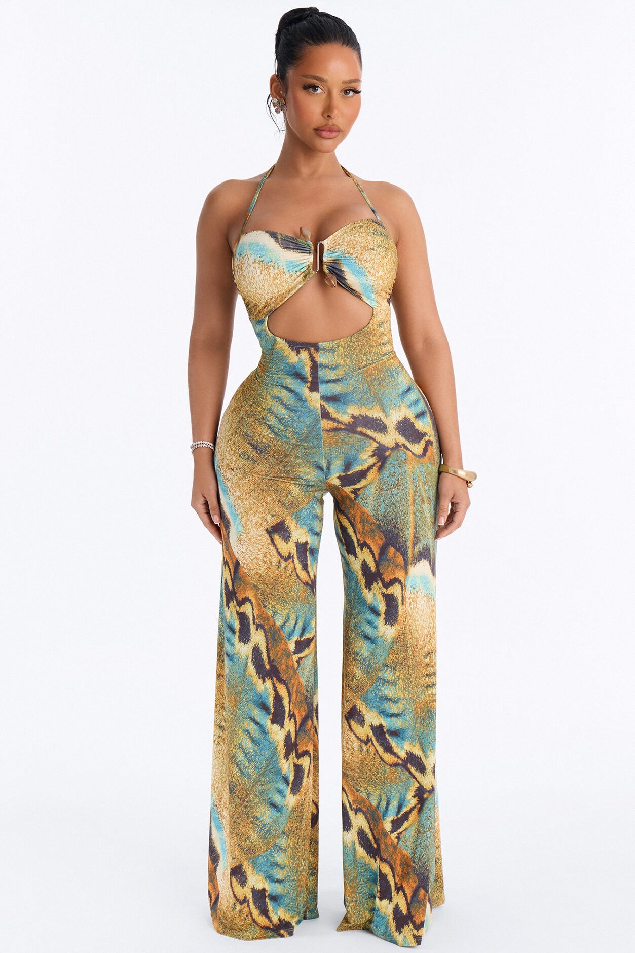 Gaia Beaded Wide Leg Jumpsuit - Teal