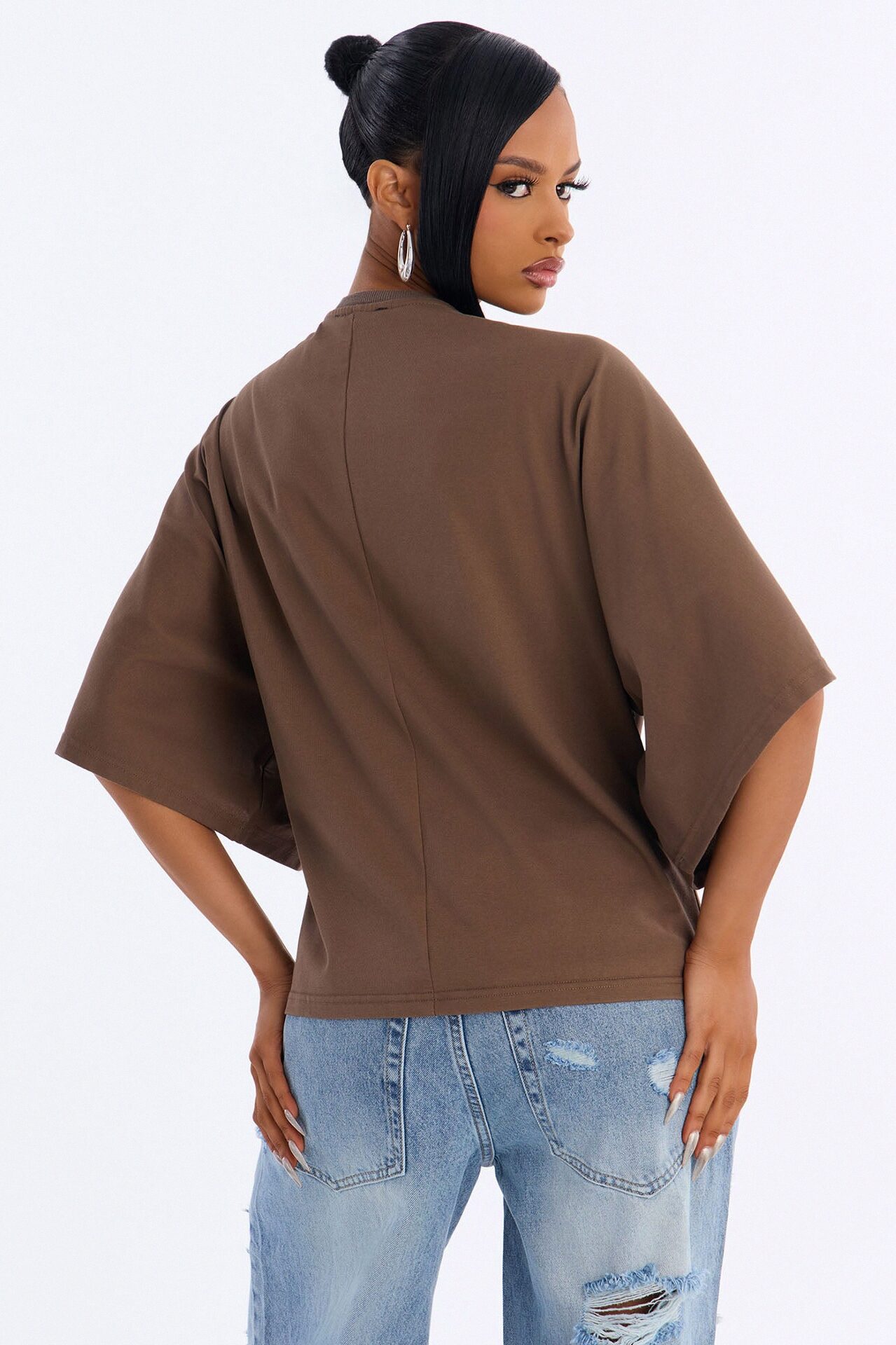Kendall Oversized Short Sleeve T-Shirt - Chocolate