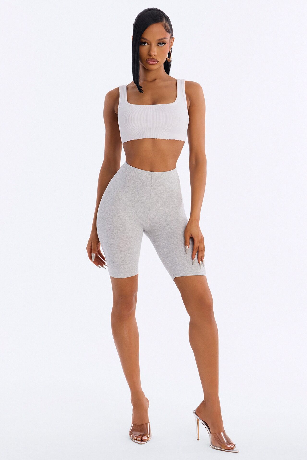 Natalee Biker Shorts - Heather Grey
