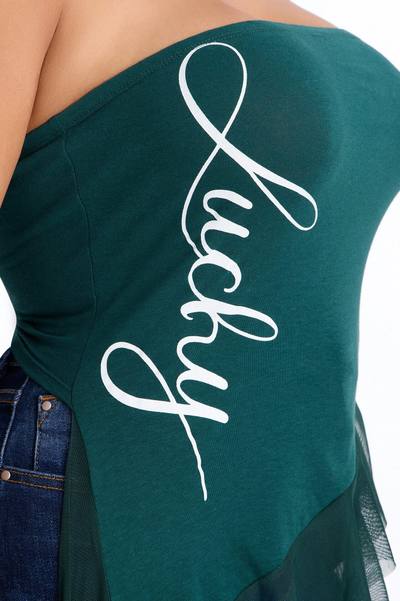 Lucky Strapless Ruffle Tube Top - Hunter