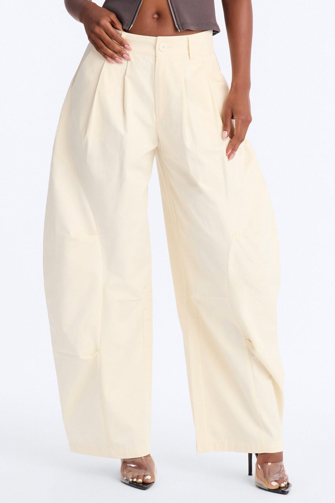 Cooler Than You Barrel Leg Pant 30″ - Ivory