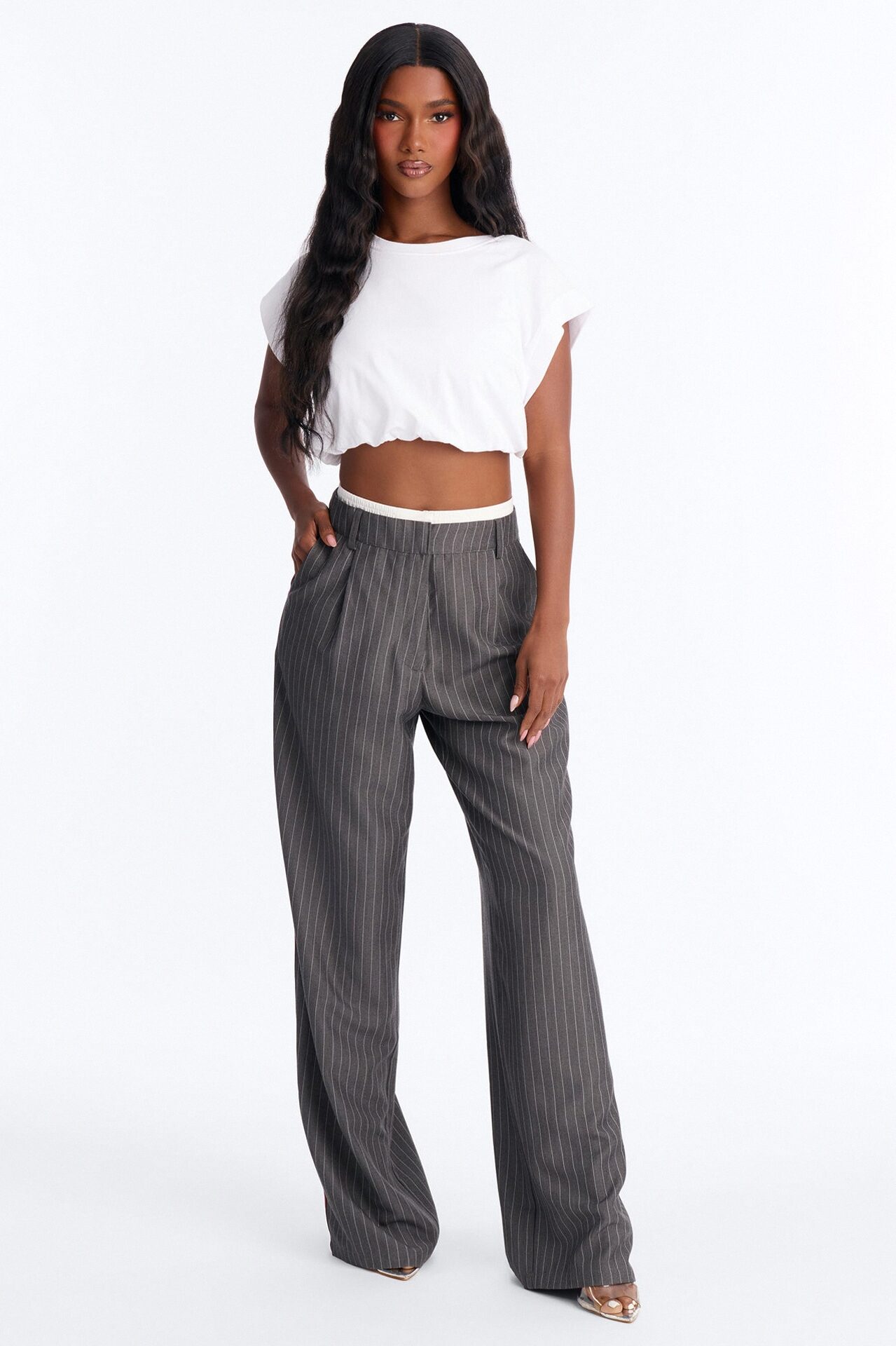 Tall Dedicated To You Double Waistband Trouser - Charcoal/combo