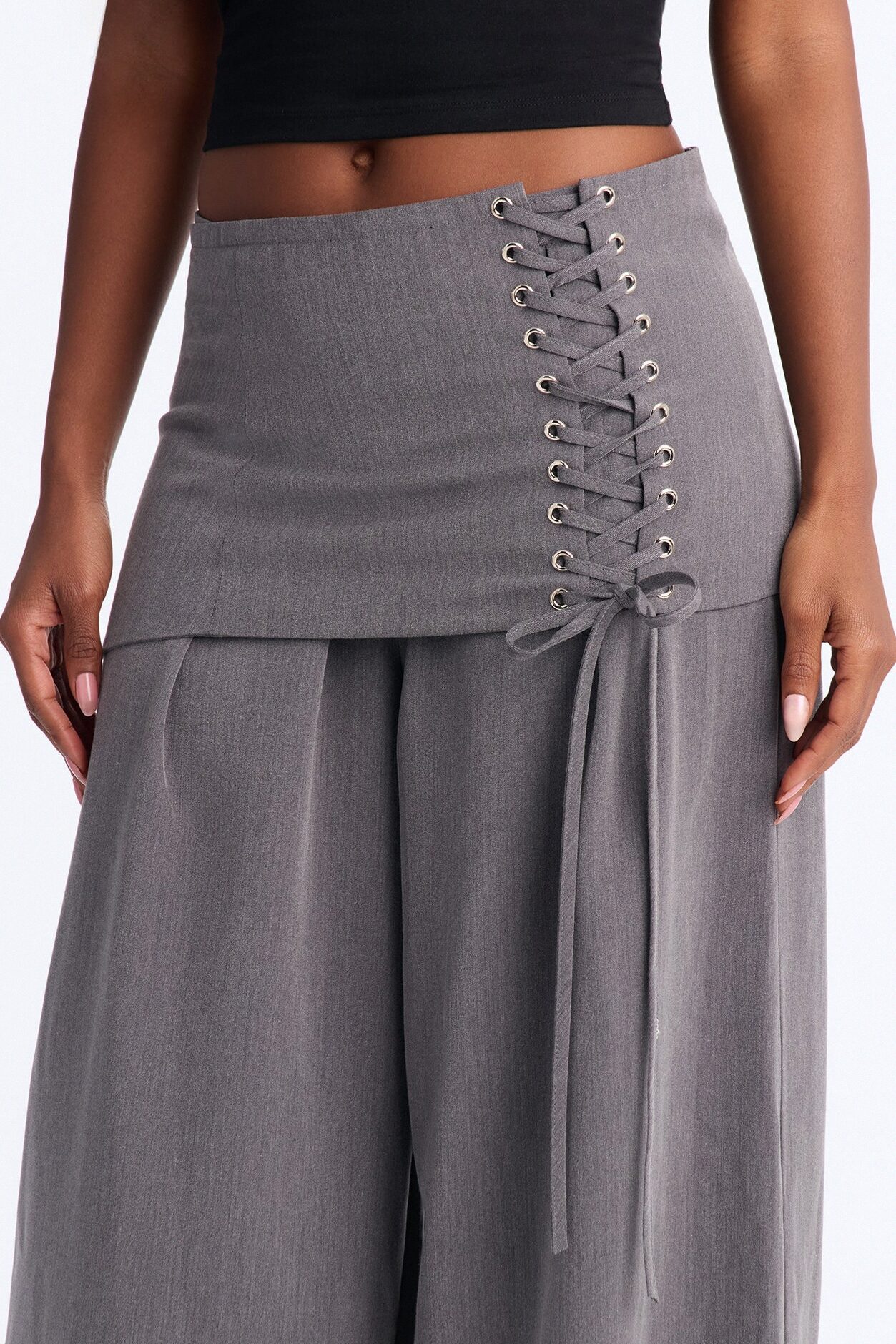 Carter High Rise Removable Corset Wide Leg Trouser - Grey