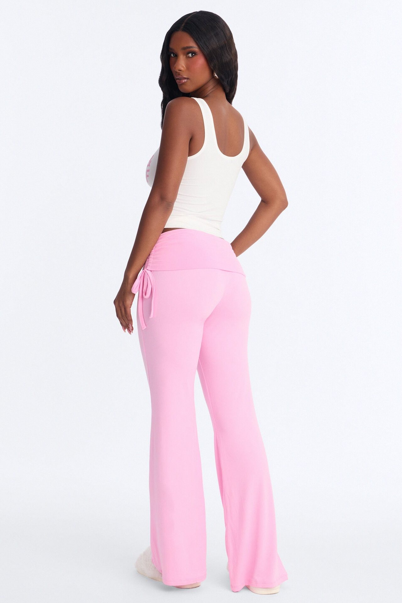 Petty Dreams Tank PJ Foldover Pant Set - White/Pink