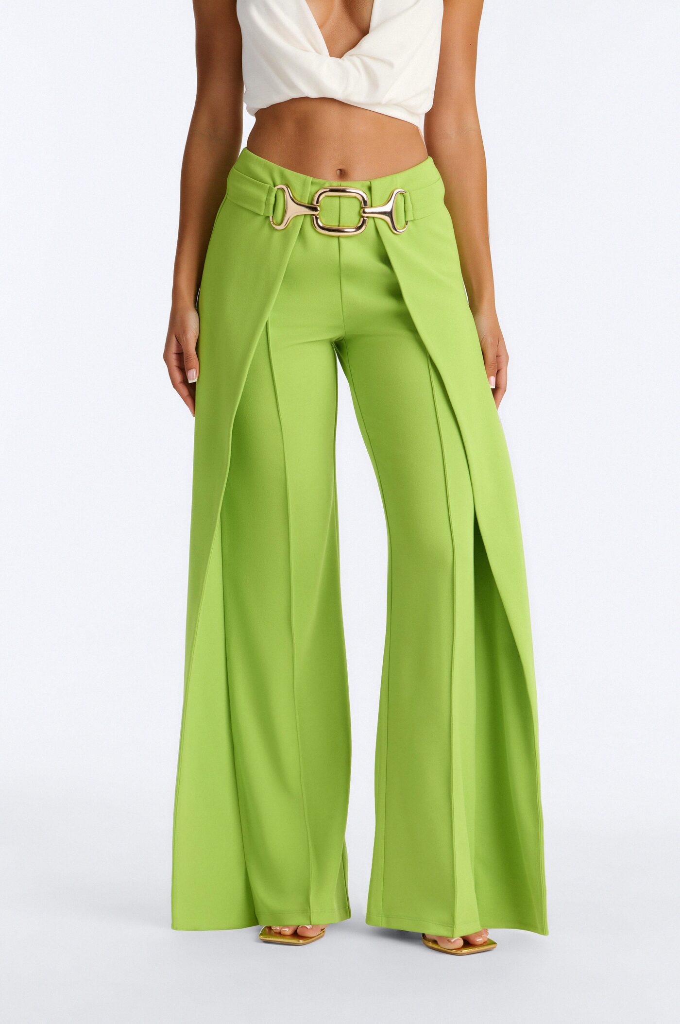 Bali Babe High Rise Wide Leg Trouser - Lime