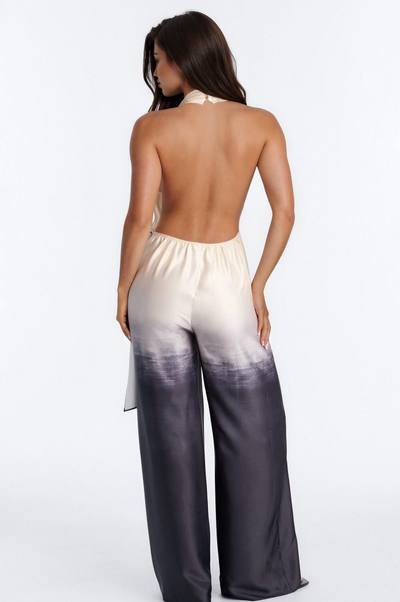 Tina Satin Ombre Draped Jumpsuit - Black