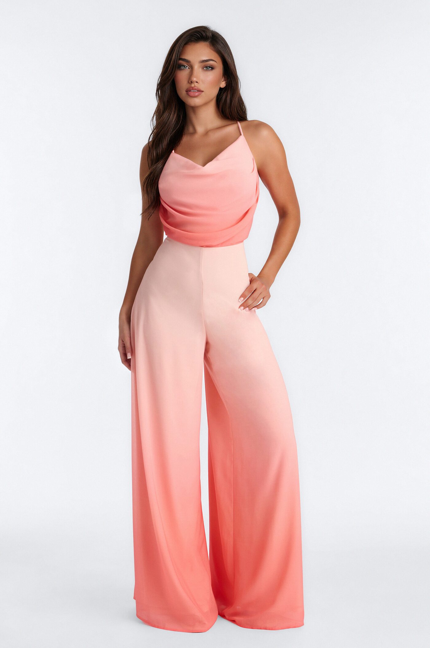 Valerie Ombre Chiffon Jumpsuit - Orange