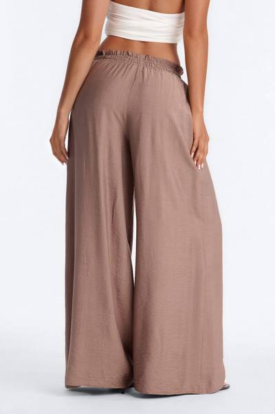 Lainey High Rise Wide Leg Pant 33″ - Mocha