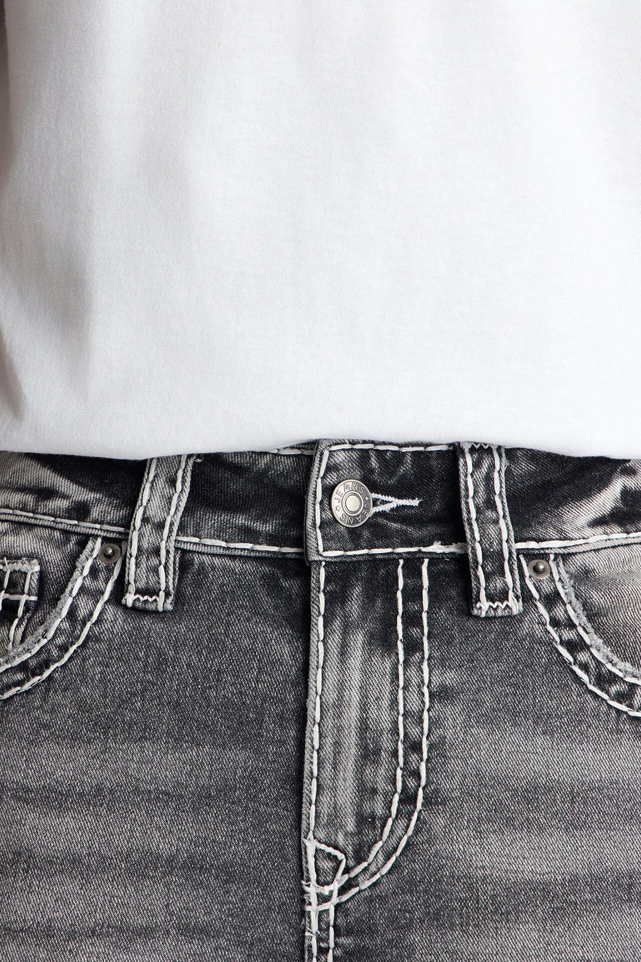 Heavy Stitch Stacked Skinny Flare Jean - Grey