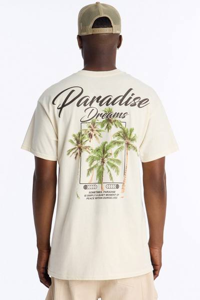 In Paradise Dreaming Oversized Short Sleeve Tee - Natural
