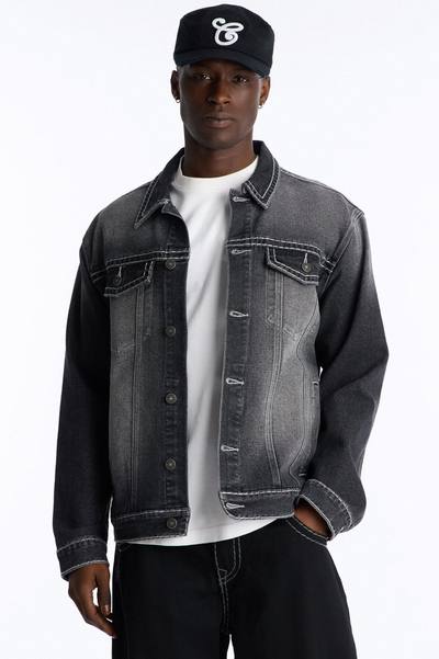 Heavy Stitch Denim Trucker Jacket - Black Wash