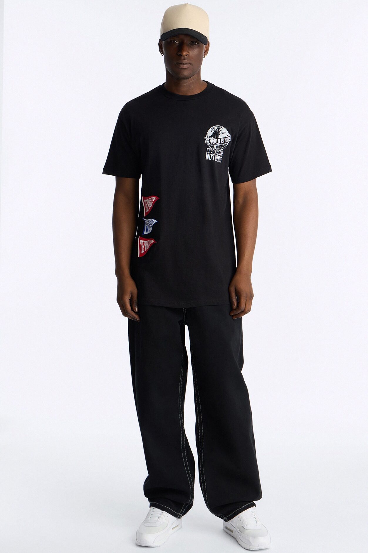 World Is Yours All Or Nothing Oversized Short Sleeve Tee - Black
