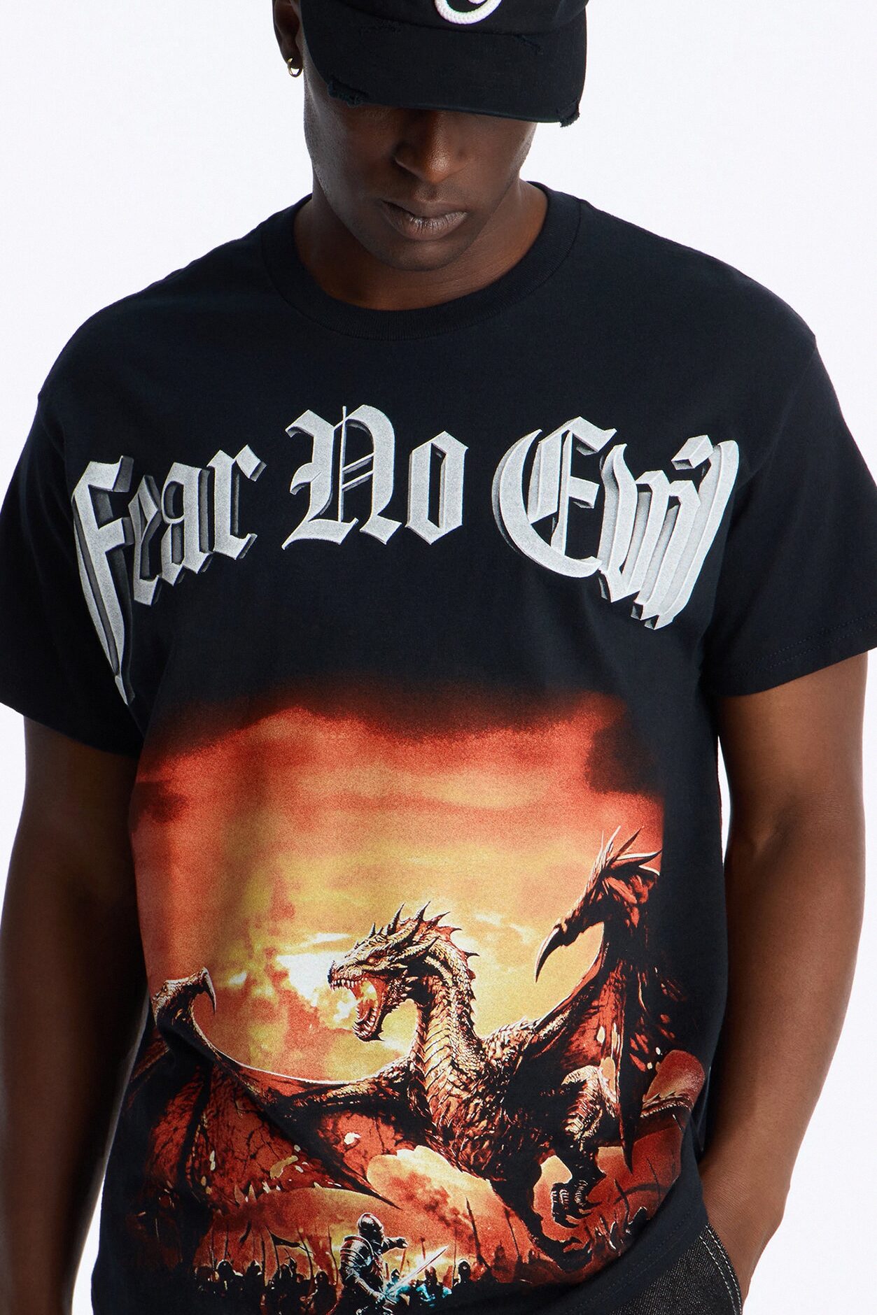 Fear No Evil Oversized Short Sleeve Tee - Black
