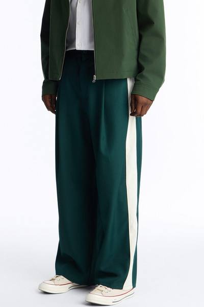 Satin Side Stripe Wide Leg Trouser - Green/combo