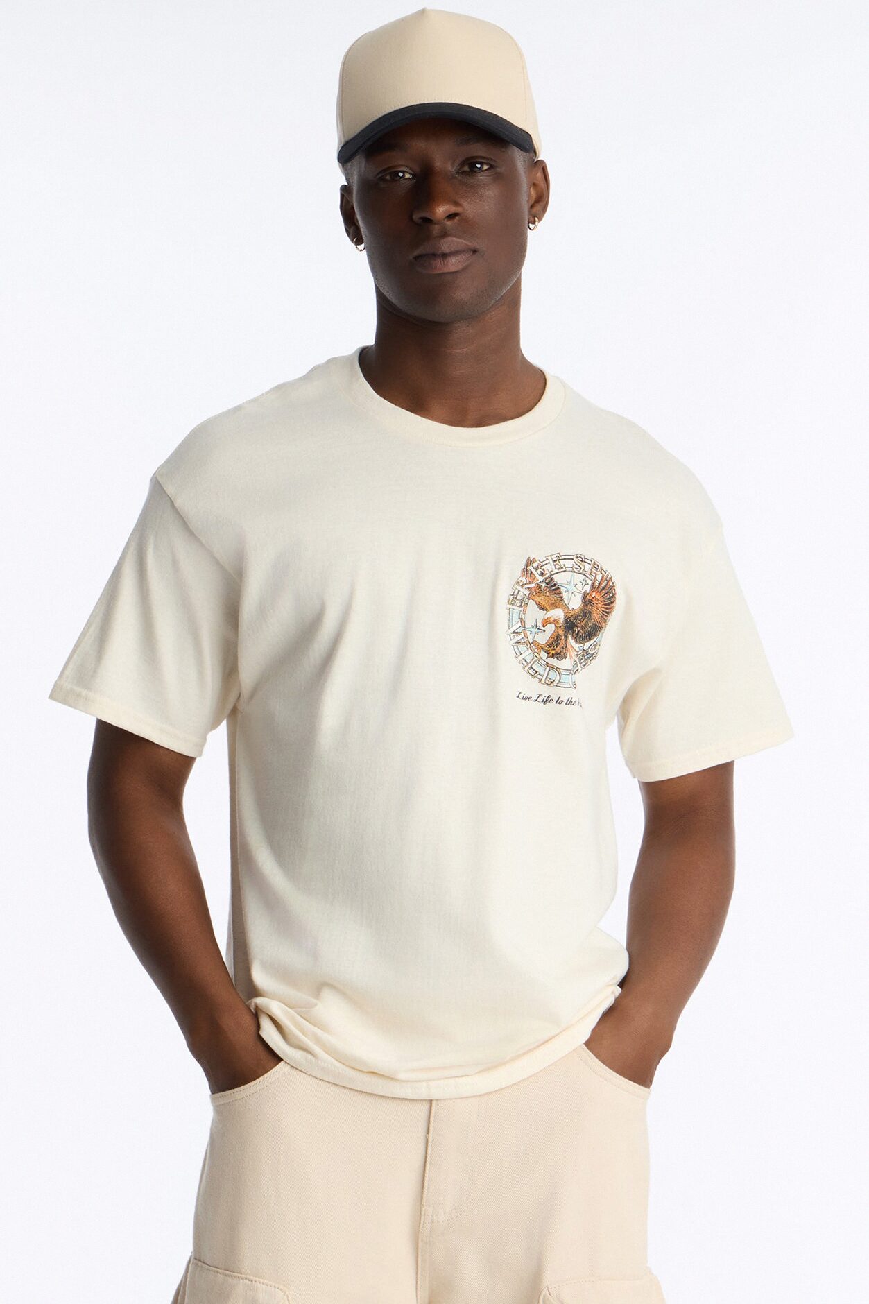 Live Life To The Fullest Oversized Short Sleeve Tee - Cream