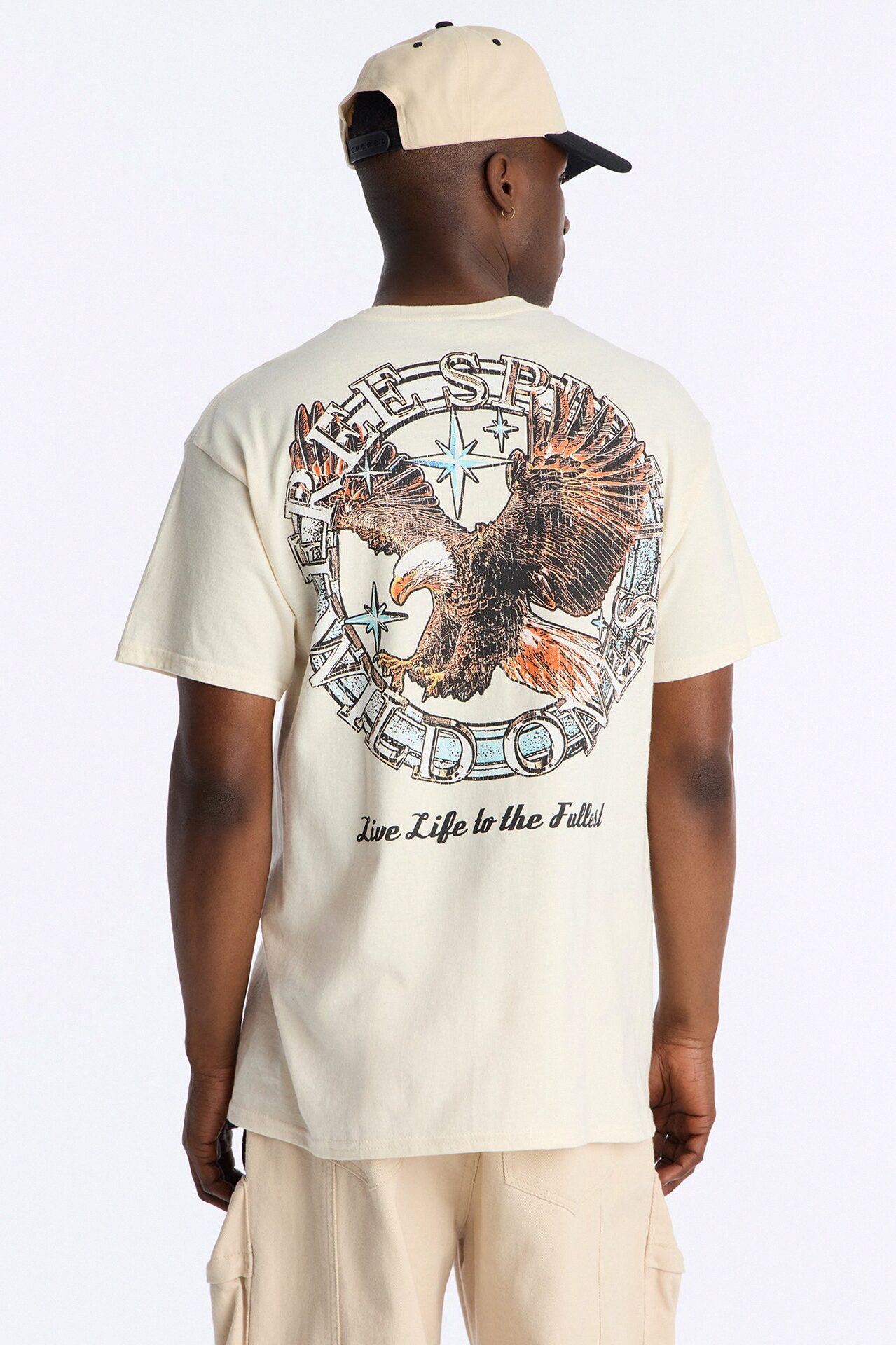 Live Life To The Fullest Oversized Short Sleeve Tee - Cream