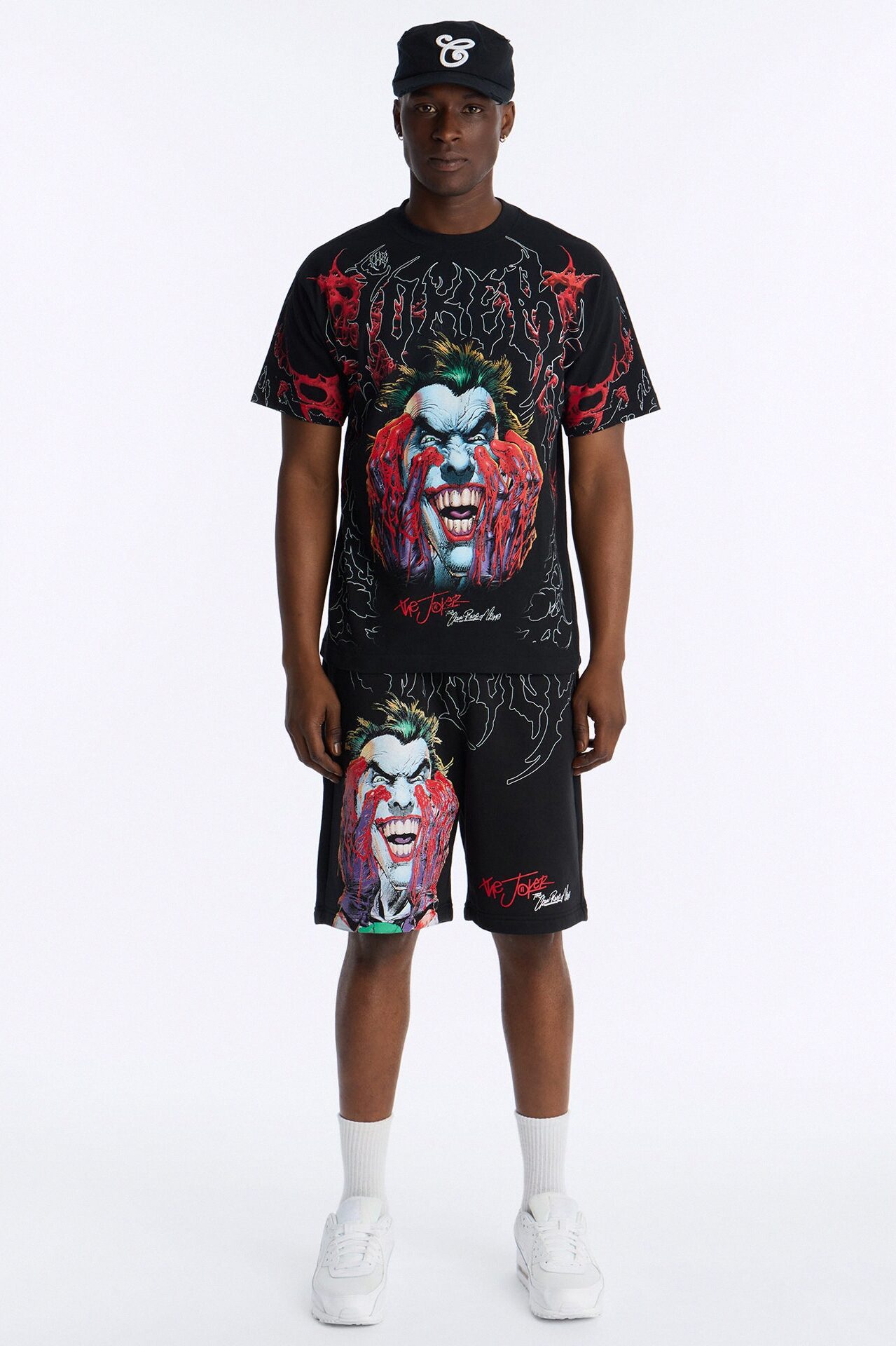 Joker All Over Print Relaxed Sweat Short - Black