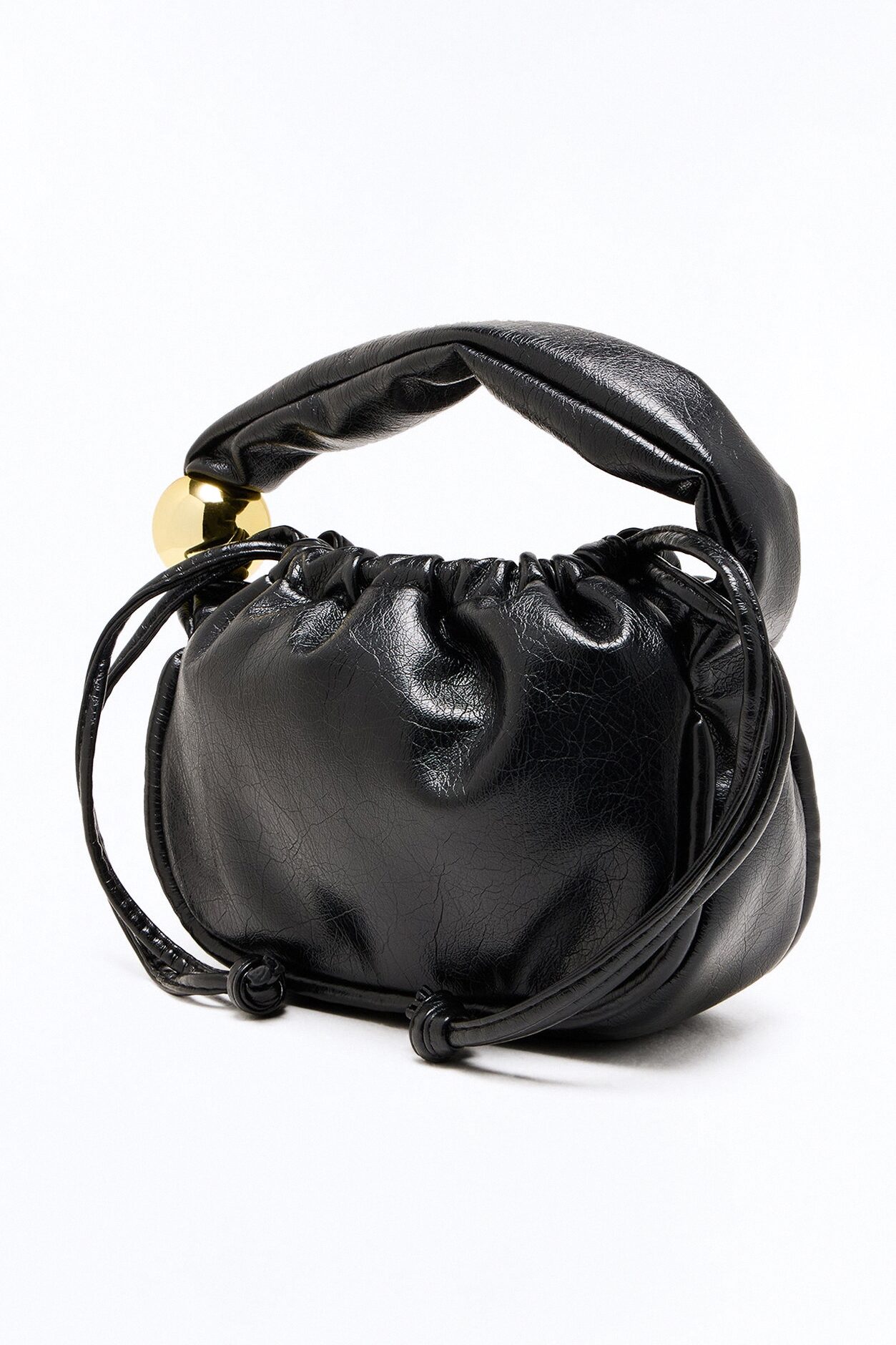 A Little Bit Of Drama Faux Leather Shoulder Handbag - Black