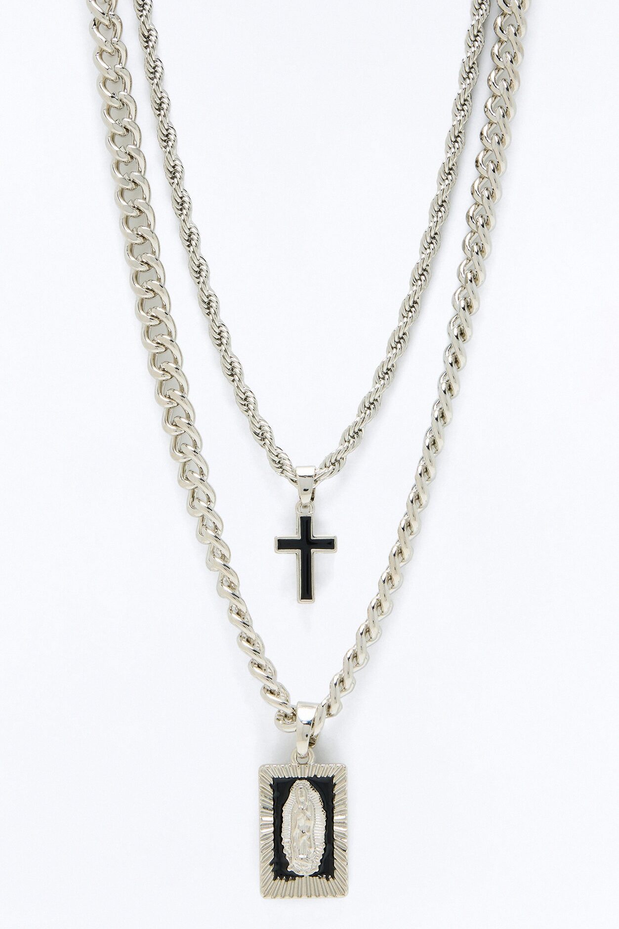Saint Of Faith Pendant Necklace Set - Silver